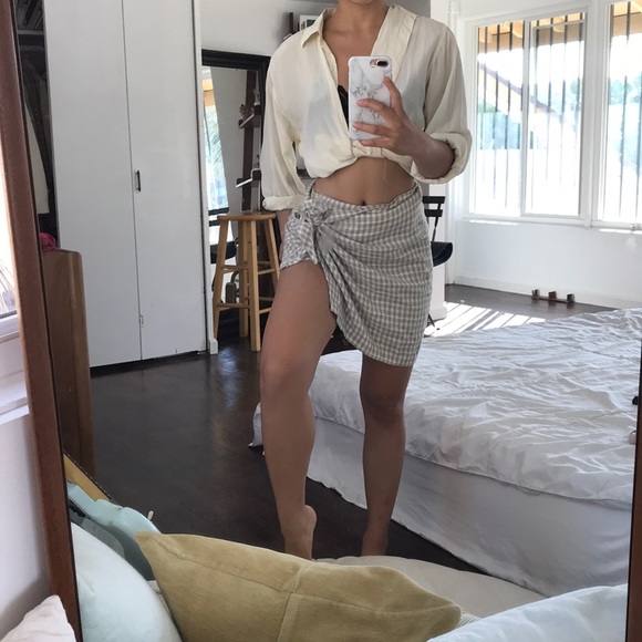 Linen gingham wrap - Picture 5 of 8